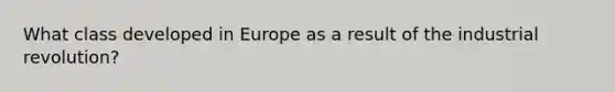 What class developed in Europe as a result of the industrial revolution?