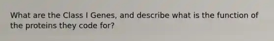 What are the Class I Genes, and describe what is the function of the proteins they code for?