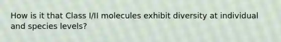 How is it that Class I/II molecules exhibit diversity at individual and species levels?