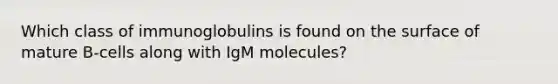 Which class of immunoglobulins is found on the surface of mature B-cells along with IgM molecules?