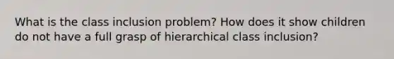 What is the class inclusion problem? How does it show children do not have a full grasp of hierarchical class inclusion?