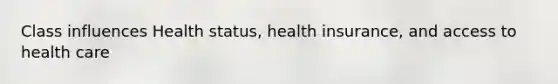 Class influences Health status, health insurance, and access to health care