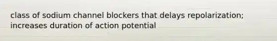 class of sodium channel blockers that delays repolarization; increases duration of action potential