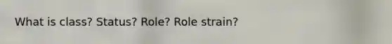 What is class? Status? Role? Role strain?