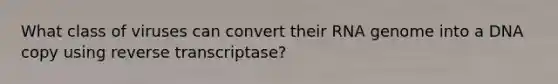 What class of viruses can convert their RNA genome into a DNA copy using reverse transcriptase?