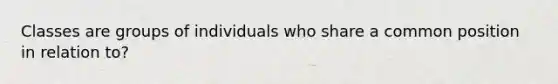 Classes are groups of individuals who share a common position in relation to?