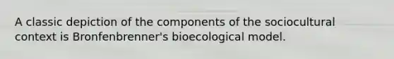 A classic depiction of the components of the sociocultural context is Bronfenbrenner's bioecological model.