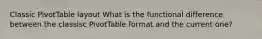 Classic PivotTable layout What is the functional difference between the classisc PivotTable format and the current one?