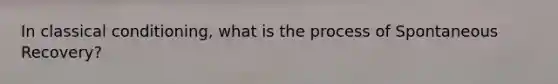 In <a href='https://www.questionai.com/knowledge/kI6awfNO2B-classical-conditioning' class='anchor-knowledge'>classical conditioning</a>, what is the process of Spontaneous Recovery?