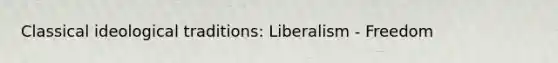 Classical ideological traditions: Liberalism - Freedom