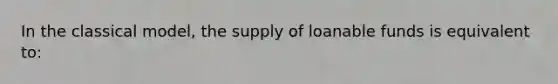 In the classical model, the supply of loanable funds is equivalent to: