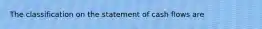 The classification on the statement of cash flows are