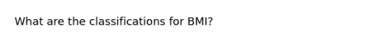 What are the classifications for BMI?