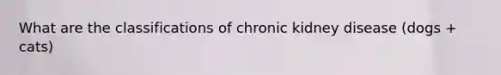 What are the classifications of chronic kidney disease (dogs + cats)