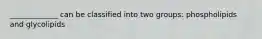 _____________ can be classified into two groups: phospholipids and glycolipids