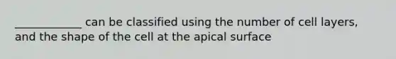 ____________ can be classified using the number of cell layers, and the shape of the cell at the apical surface