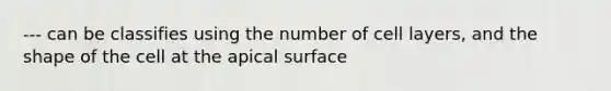 --- can be classifies using the number of cell layers, and the shape of the cell at the apical surface