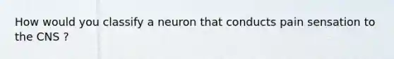 How would you classify a neuron that conducts pain sensation to the CNS ?