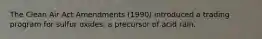 The Clean Air Act Amendments (1990) introduced a trading program for sulfur oxides, a precursor of acid rain.