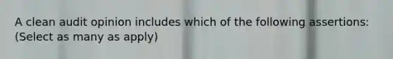 A clean audit opinion includes which of the following assertions: (Select as many as apply)