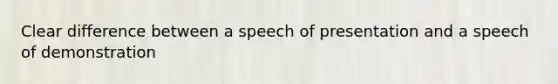 Clear difference between a speech of presentation and a speech of demonstration