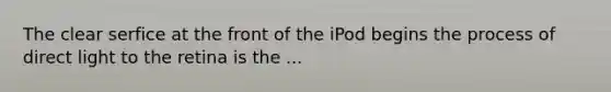 The clear serfice at the front of the iPod begins the process of direct light to the retina is the ...