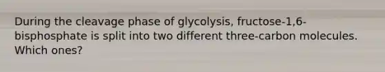 During the cleavage phase of glycolysis, fructose-1,6-bisphosphate is split into two different three-carbon molecules. Which ones?