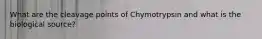 What are the cleavage points of Chymotrypsin and what is the biological source?