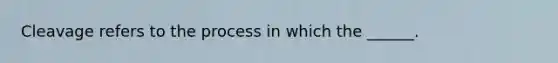 Cleavage refers to the process in which the ______.