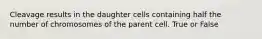 Cleavage results in the daughter cells containing half the number of chromosomes of the parent cell. True or False