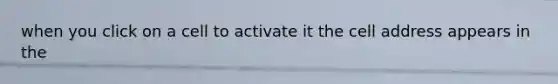 when you click on a cell to activate it the cell address appears in the