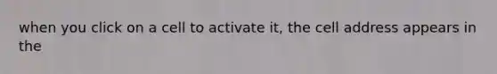 when you click on a cell to activate it, the cell address appears in the