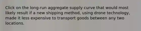 Click on the long-run aggregate supply curve that would most likely result if a new shipping method, using drone technology, made it less expensive to transport goods between any two locations.