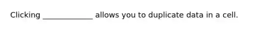 Clicking _____________ allows you to duplicate data in a cell.