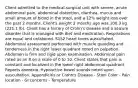 Client admitted to the medical-surgical unit with severe, acute abdominal pain, abdominal distention, diarrhea, mucus and small amount of blood in the stool, and a 12% weight loss over the past 2 months. Client's weight 2 months ago was 100.3 kg (221.1 lb). Client has a history of Crohn's disease and a seizure disorder that is managed with diet and medication. Respirations are equal and unlabored. S1S​2 heart tones auscultated. Abdominal assessment performed with muscle guarding and tenderness in the right lower quadrant noted on palpation. Abdomen is firm and rigid upon examination. Abdominal pain rated as an 8 on a scale of 0 to 10. Client states that pain is constant and localized in the lower right abdominal quadrant. Reports anorexia. Hypoactive bowel sounds noted upon auscultation. Appendicitis or Crohn's Disease - Stool Color - Pain location - GI concerns - Temperature