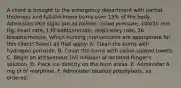 A client is brought to the emergency department with partial-thickness and full-thickness burns over 15% of the body. Admission vital signs are as follows: blood pressure, 100/50 mm Hg; heart rate, 130 beats/minute; respiratory rate, 26 breaths/minute. Which nursing interventions are appropriate for this client? Select all that apply: A. Clean the burns with hydrogen peroxide. B. Cover the burns with saline-soaked towels. C. Begin an intravenous (IV) infusion of lactated Ringer's solution. D. Place ice directly on the burn areas. E. Administer 6 mg of IV morphine. F. Administer tetanus prophylaxis, as ordered.