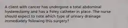 A client with cancer has undergone a total abdominal hysterectomy and has a Foley catheter in place. The nurse should expect to note which type of urinary drainage immediately following this surgery?