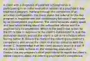 A client with a diagnosis of paranoid schizophrenia is participating in an initial evaluation session at a psychiatric day treatment program. Halfway through the completion of an activities configuration, the client states the referral to this day program is inappropriate and unnecessary because it was made by an incompetent psychiatrist. The client becomes visibly upset and loud when talking about the unfounded referral and the psychiatrist's incompetence. Which is the best initial action for the OT to take in response to the client's statements? A. End the evaluation session and tell the client to call to re-schedule when feeling better. B. Assure the client of the referring psychiatrist's competence and advise the client to discuss concerns with the doctor. C. Acknowledge that the client appears upset and ask if the client is able to focus on the remaining evaluation. D. Contact the day program's chief psychiatrist to report the client's stated concerns about the referring psychiatrist's competence.