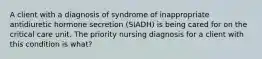 A client with a diagnosis of syndrome of inappropriate antidiuretic hormone secretion (SIADH) is being cared for on the critical care unit. The priority nursing diagnosis for a client with this condition is what?