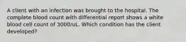 A client with an infection was brought to the hospital. The complete blood count with differential report shows a white blood cell count of 3000/uL. Which condition has the client developed?