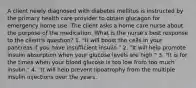 A client newly diagnosed with diabetes mellitus is instructed by the primary health care provider to obtain glucagon for emergency home use. The client asks a home care nurse about the purpose of the medication. What is the nurse's best response to the client's question? 1. "It will boost the cells in your pancreas if you have insufficient insulin." 2. "It will help promote insulin absorption when your glucose levels are high." 3. "It is for the times when your blood glucose is too low from too much insulin." 4. "It will help prevent lipoatrophy from the multiple insulin injections over the years.