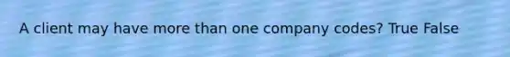 A client may have more than one company codes? True False