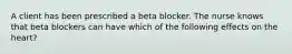 A client has been prescribed a beta blocker. The nurse knows that beta blockers can have which of the following effects on the heart?