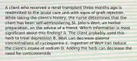 A client who received a renal transplant three months ago is readmitted to the acute care unit with signs of graft rejection. While taking the client's history, the nurse determines that the client has been self-administering St. John's Wort, an herbal preparation, on the advice of a friend. Which information is most significant about this finding? A. The client probably used this herb to treat depression B. Wort can decrease plasma concentrations of cyclosporine C. Ingestion of Wort can reduce the client's intake of sodium D. Adding the herb can decrease the need for corticosteroids