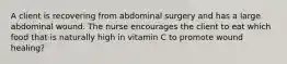 A client is recovering from abdominal surgery and has a large abdominal wound. The nurse encourages the client to eat which food that is naturally high in vitamin C to promote wound healing?