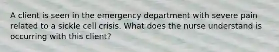 A client is seen in the emergency department with severe pain related to a sickle cell crisis. What does the nurse understand is occurring with this client?