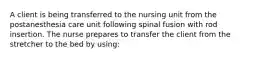 A client is being transferred to the nursing unit from the postanesthesia care unit following spinal fusion with rod insertion. The nurse prepares to transfer the client from the stretcher to the bed by using: