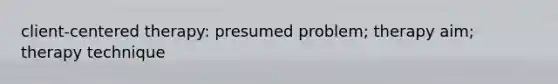 client-centered therapy: presumed problem; therapy aim; therapy technique