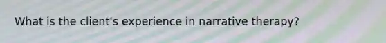 What is the client's experience in narrative therapy?
