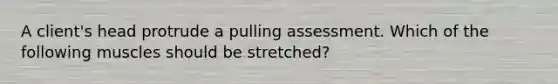 A client's head protrude a pulling assessment. Which of the following muscles should be stretched?